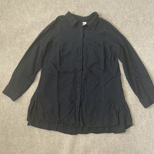 Soft Surroundings Shirt Womens XS Black Button Down Tunic Casual Comfort Top